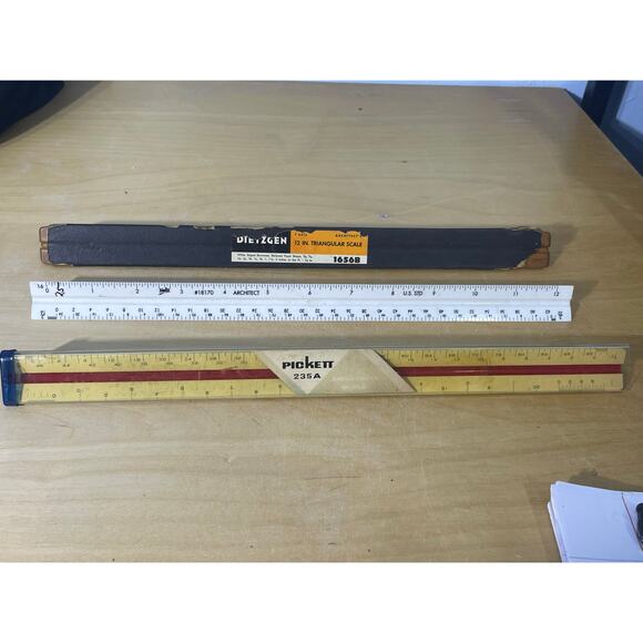 Vintage Triangular Architect Rulers 12" Lot of 3 Engineering Drafting Dietzgen - Picture 1 of 7